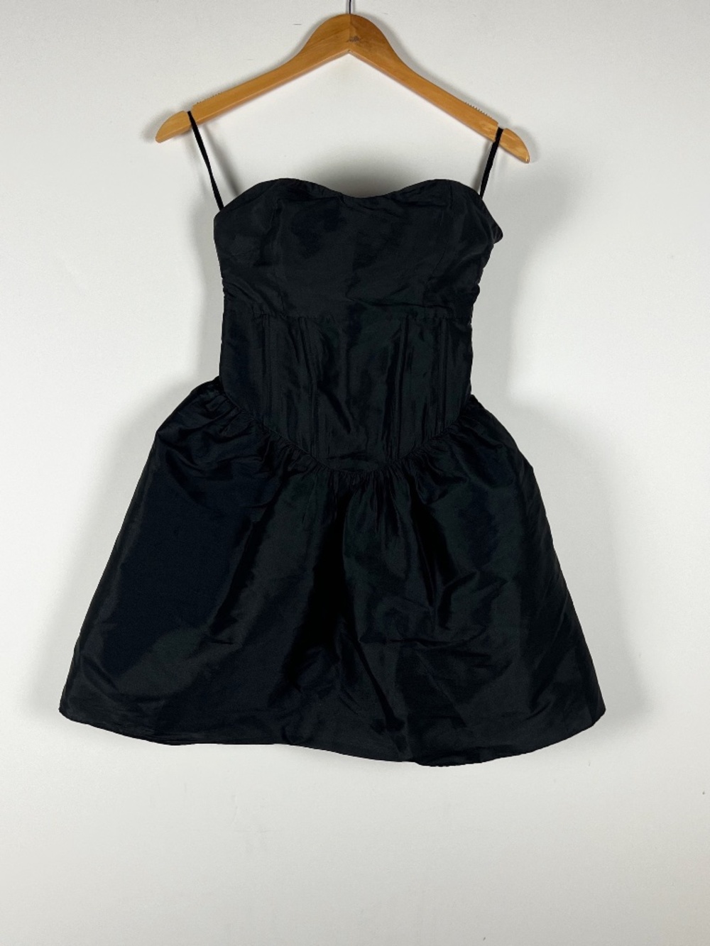 NEW Azeeza Naina Gathered Taffeta Strapless Cocktail Party Mini Dress Black S